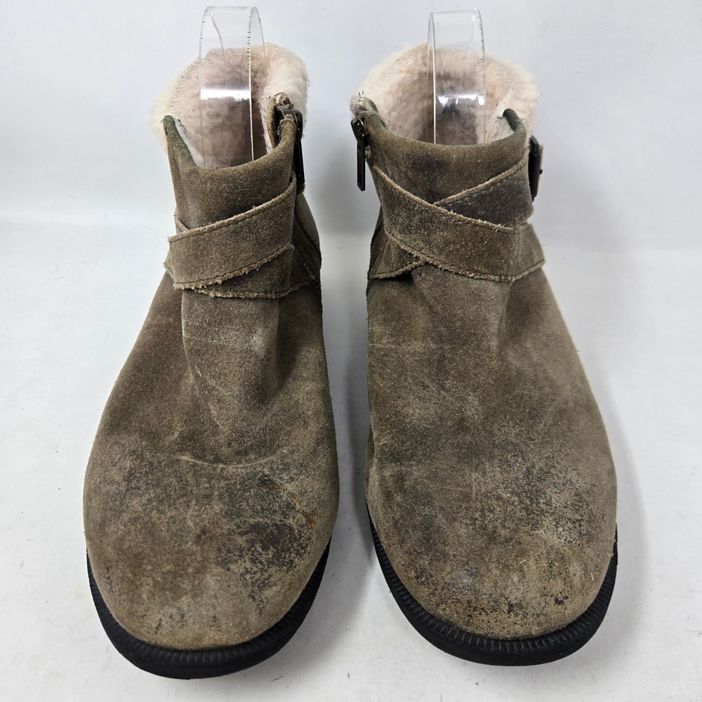 UGG Benson Olive Green Suede Shearling Buckle Ankle Boots 1095151 Womens 8.5 - Picture 3 of 11